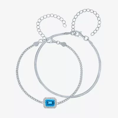 Womens 2-pc. Gemstone Gold Over Silver Bracelet Set