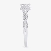 1/2 CT.T.W. Natural Diamond Side Stone Engagement Ring 10K or 14K White Gold