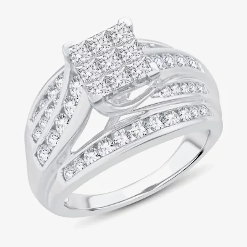 CT.T.W. Natural Diamond Side Stone Engagement Ring 10K or 14K Gold