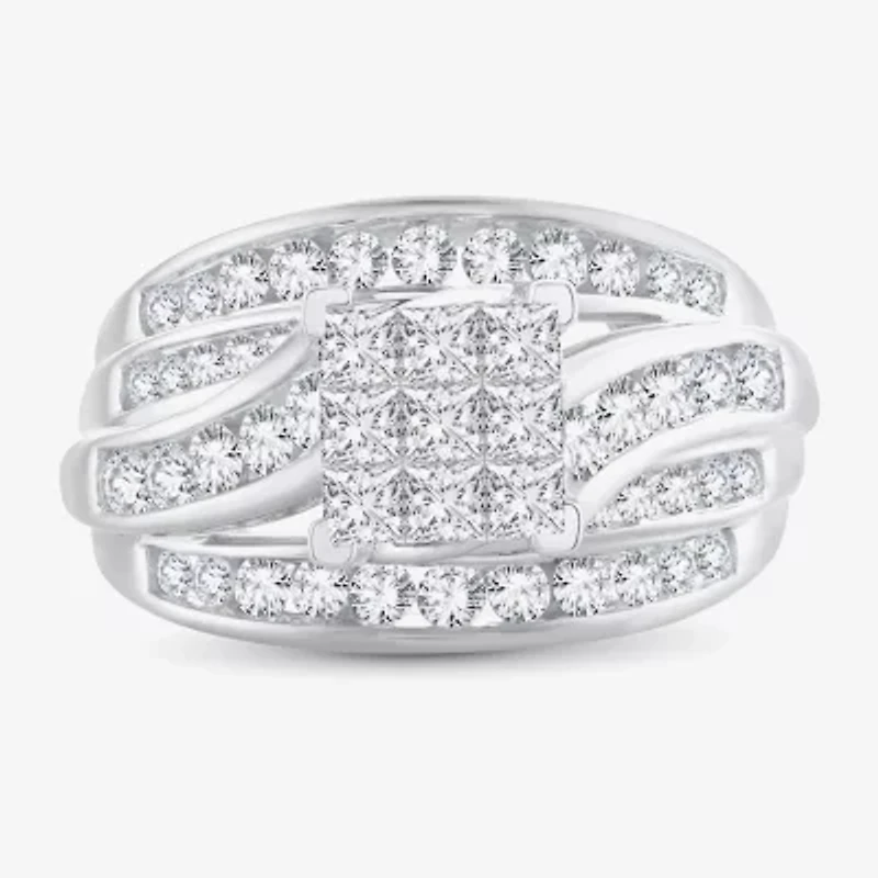 CT.T.W. Natural Diamond Side Stone Engagement Ring 10K or 14K Gold