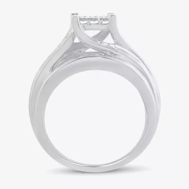 CT.T.W. Natural Diamond Side Stone Engagement Ring 10K or 14K Gold