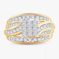 1 1/2 CT.T.W. Natural Diamond Side Stone Engagement Ring 10K or 14K Gold