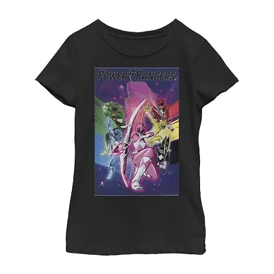 Little & Big Kid Girls Crew Neck Short Sleeve Regular Fit Power Rangers Graphic T-Shirt