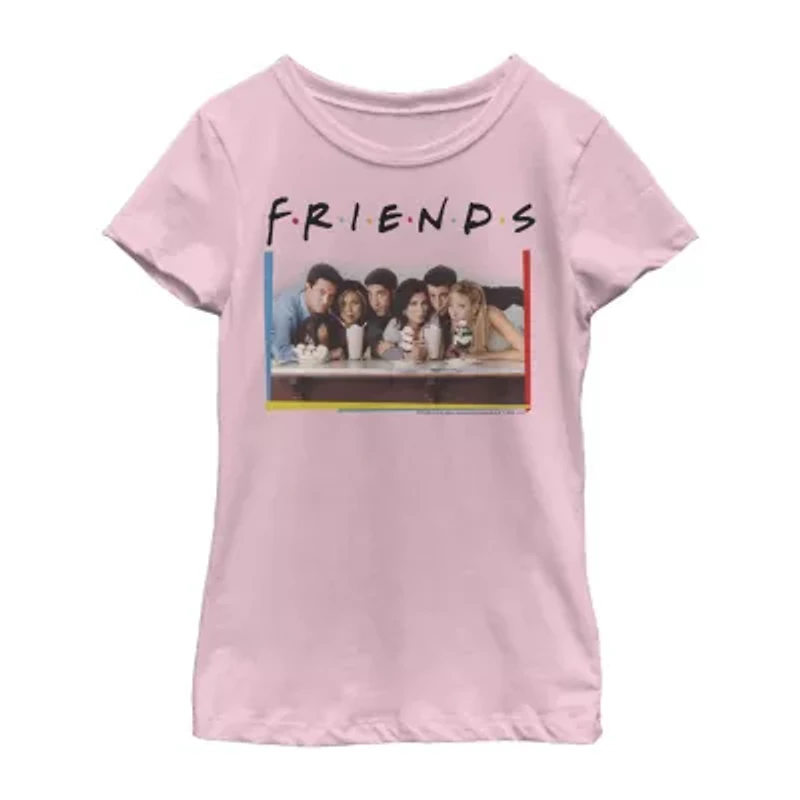Little & Big Kid Girls Crew Neck Short Sleeve Regular Fit Friends Graphic T-Shirt