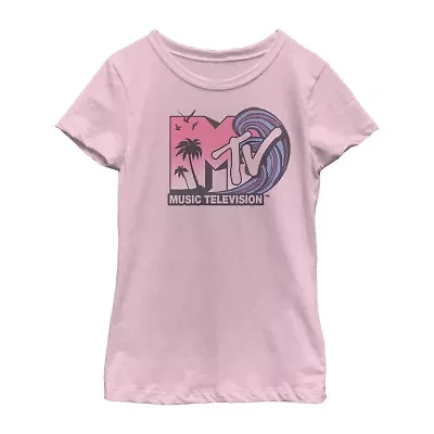 Little & Big Kid Girls Crew Neck Short Sleeve Regular Fit MTV Graphic T-Shirt