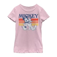 Disney Little & Big Kid Girls Crew Neck Short Sleeve Regular Fit Mickey Mouse Graphic T-Shirt
