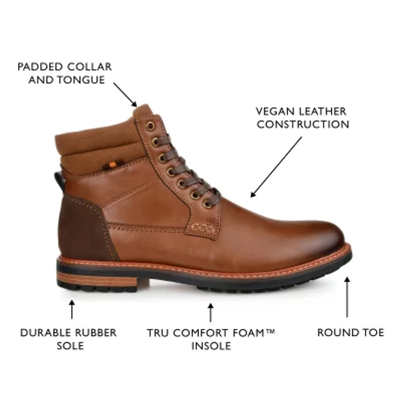 Vance Co Mens Reeves Stacked Heel Lace-Up Boots