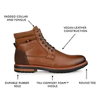 Vance Co Mens Reeves Stacked Heel Lace-Up Boots