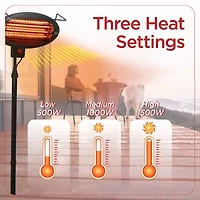 BLACK+DECKER Patio Floor Electric Heater Patio Heater Stand for Outdoors with 3 Heat Settings