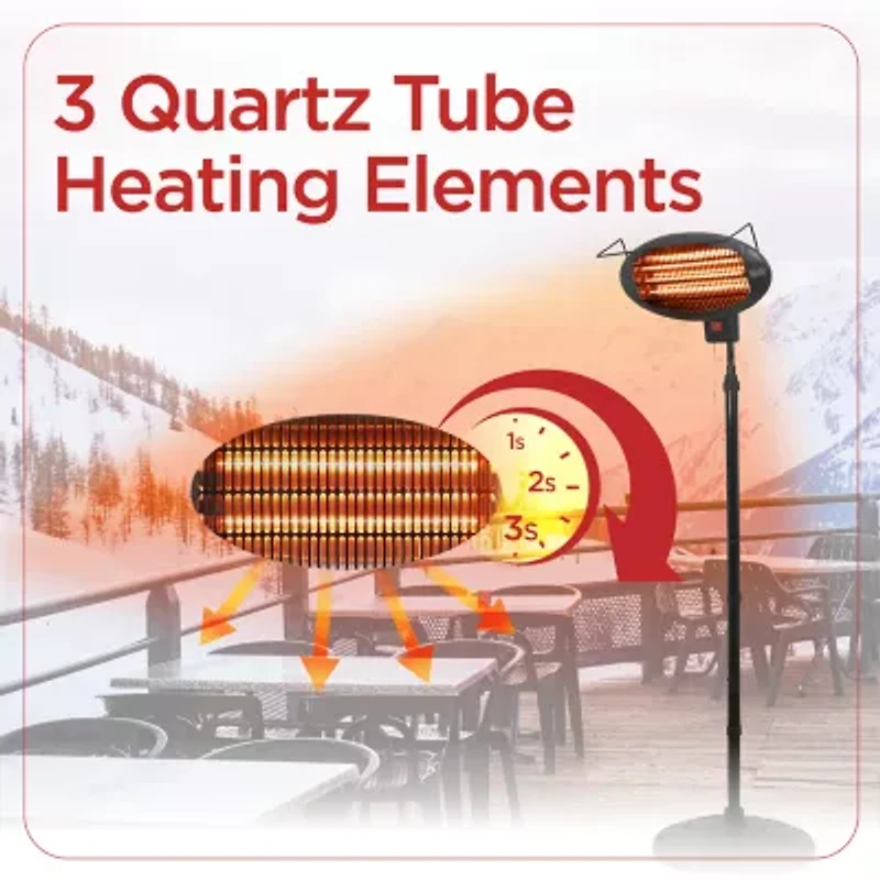 BLACK+DECKER Patio Floor Electric Heater Patio Heater Stand for Outdoors with 3 Heat Settings