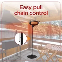 BLACK+DECKER Patio Floor Electric Heater Patio Heater Stand for Outdoors with 3 Heat Settings