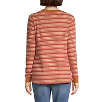 St. John's Bay Womens V Neck Long Sleeve Regular Fit Thermal Top