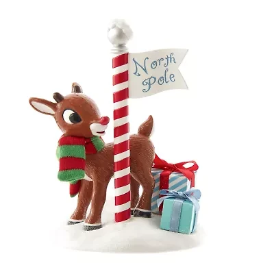 Kurt Adler Fabriche Rudlph North Pole Christmas Tabletop Decor