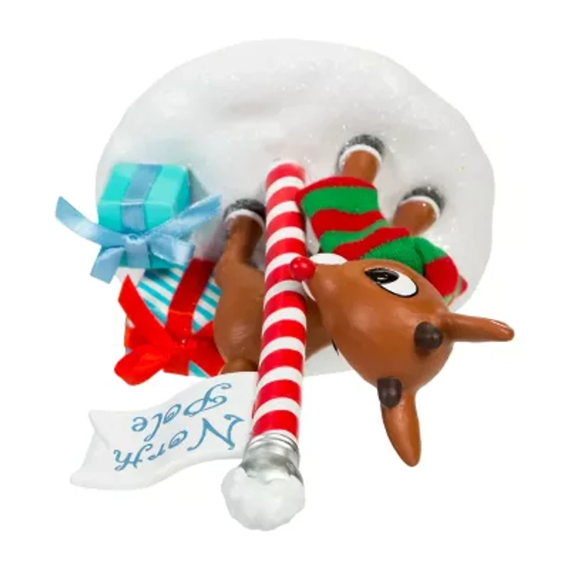 Kurt Adler Fabriche Rudlph North Pole Christmas Tabletop Decor