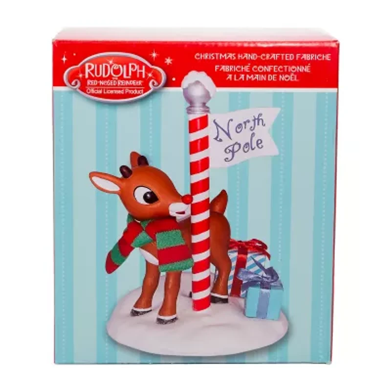 Kurt Adler Fabriche Rudlph North Pole Christmas Tabletop Decor