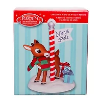 Kurt Adler Fabriche Rudlph North Pole Christmas Tabletop Decor