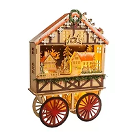 Kurt Adler Led Wooden Village Scene Lighted Plays Music Christmas Tabletop Decor