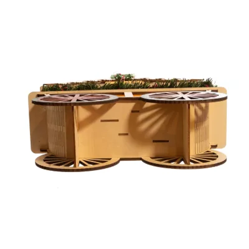 Kurt Adler Led Wooden Village Scene Lighted Plays Music Christmas Tabletop Decor