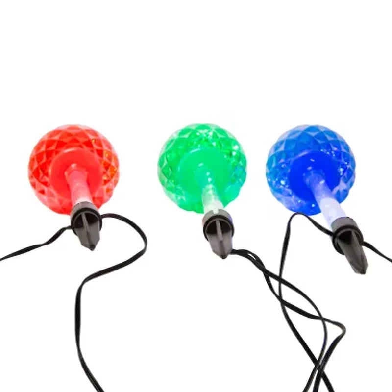 Kurt Adler Set Of 3 27.2" Led Facet Stakes Christmas Yard Art