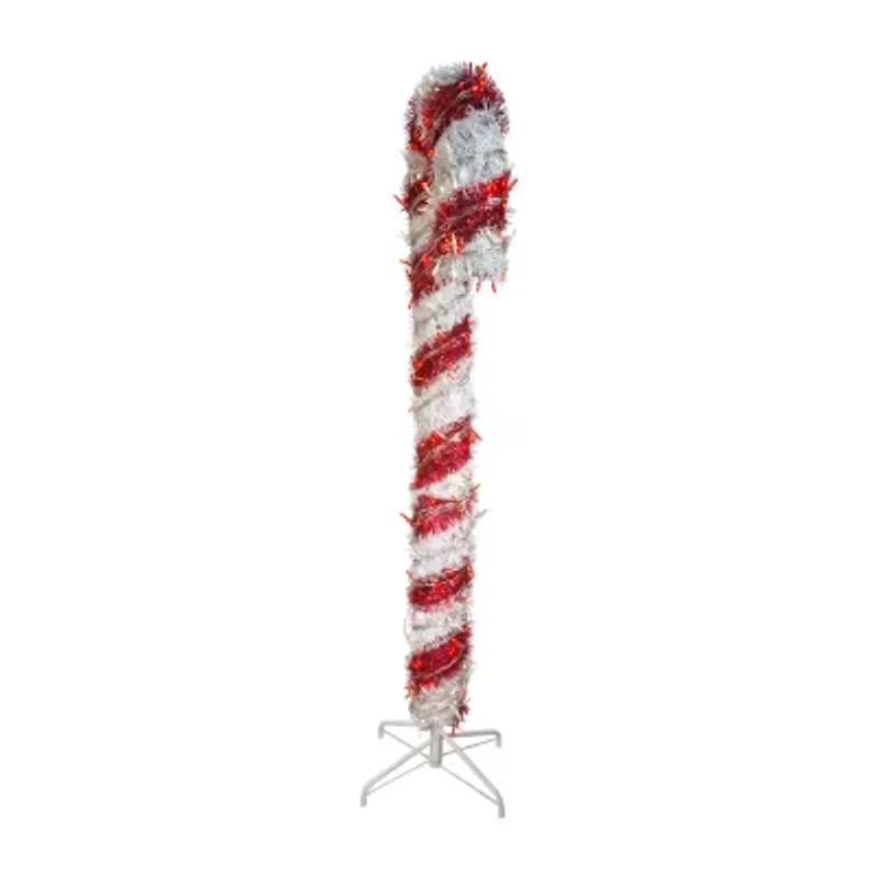 Kurt Adler 5 Foot Prelit Led Tinsel Candy Cane Christmas Yard Art