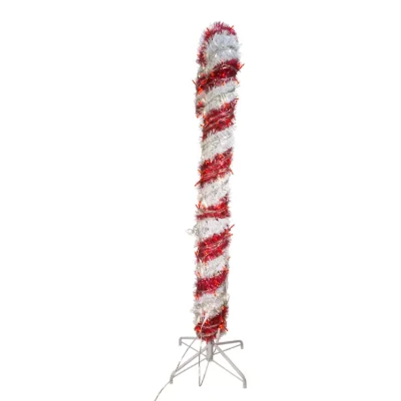 Kurt Adler 5 Foot Prelit Led Tinsel Candy Cane Christmas Yard Art
