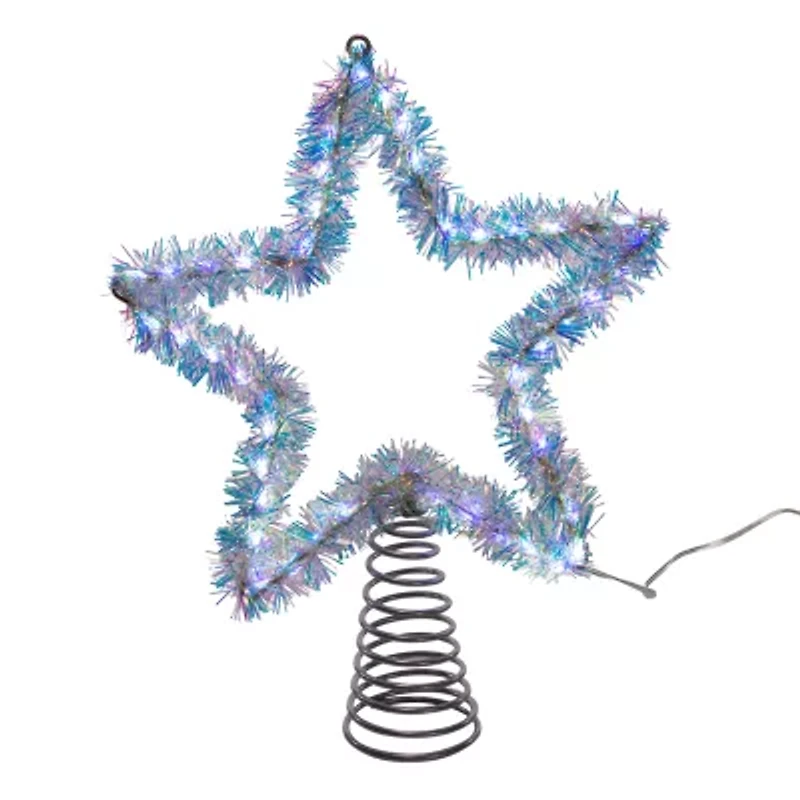 Kurt Adler 12.2" White Led Silver Star Christmas Tree Topper