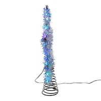 Kurt Adler 12.2" Led Silver Tinsel Star Christmas Tree Topper