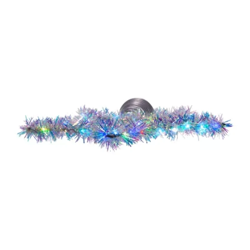 Kurt Adler 12.2" Led Silver Tinsel Star Christmas Tree Topper