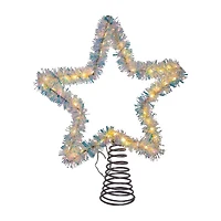 Kurt Adler 12.2" White Led Silver Star Christmas Tree Topper