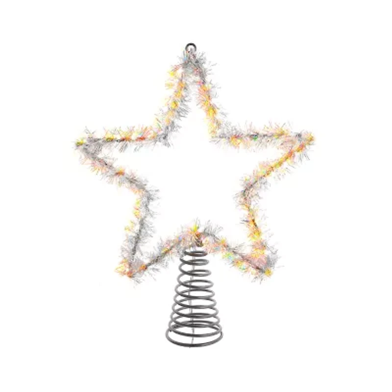 Kurt Adler 12.2" White Led Silver Star Christmas Tree Topper