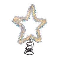Kurt Adler 12.2" White Led Silver Star Christmas Tree Topper