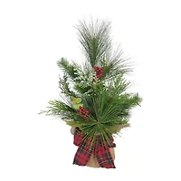 Kurt Adler Berries And Plaid Ribbon Green 1 1/2 Feet Christmas Tree