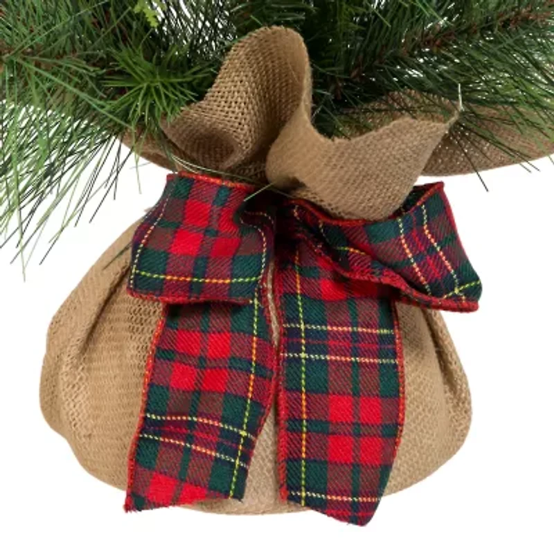 Kurt Adler Berries And Plaid Ribbon Green 2 Foot Christmas Tree