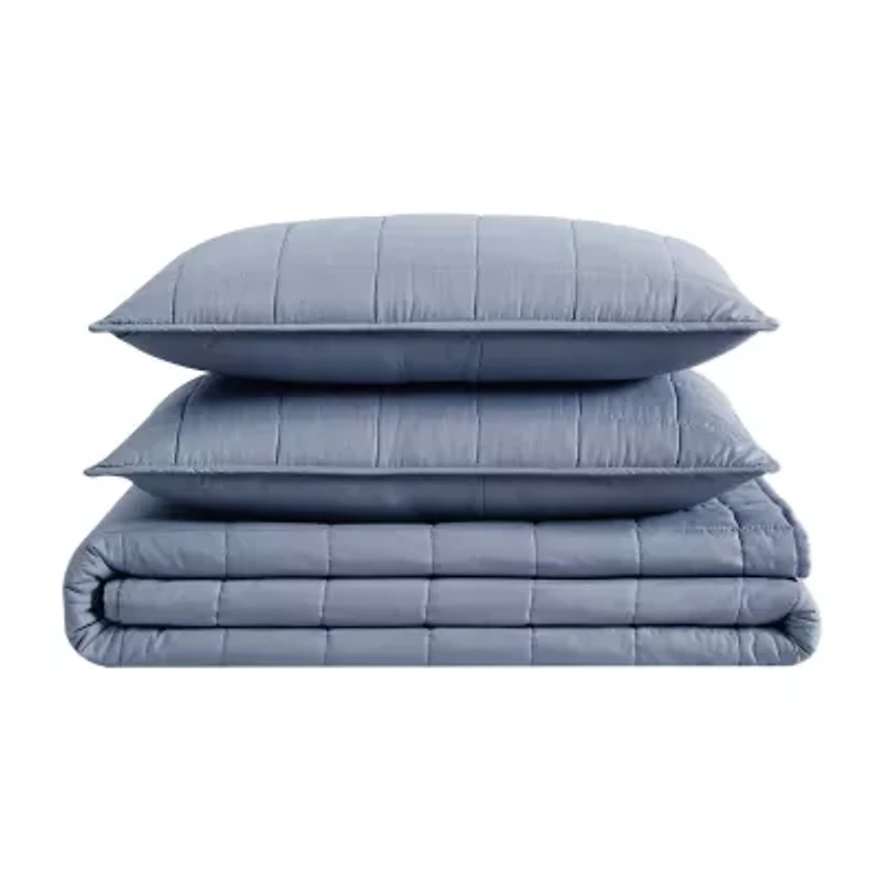 London Fog Garment Wash Solid Quilt Set