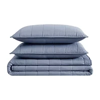 London Fog Garment Wash Solid Quilt Set