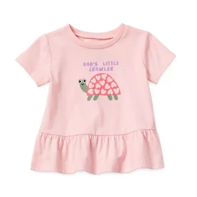 Okie Dokie Baby Girls Round Neck Short Sleeve T-Shirt