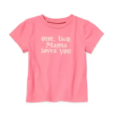 Okie Dokie Toddler & Little Girls Round Neck Short Sleeve Regular Fit Graphic T-Shirt