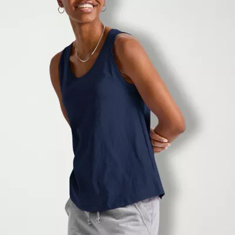 Hanes Womens U Neck Sleeveless Active Tank Top