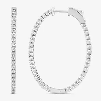 (G / SI1- SI2) 2 CT. T.W. Lab Grown White Diamond 10K or Yellow Gold 41.2mm Oval Hoop Earrings