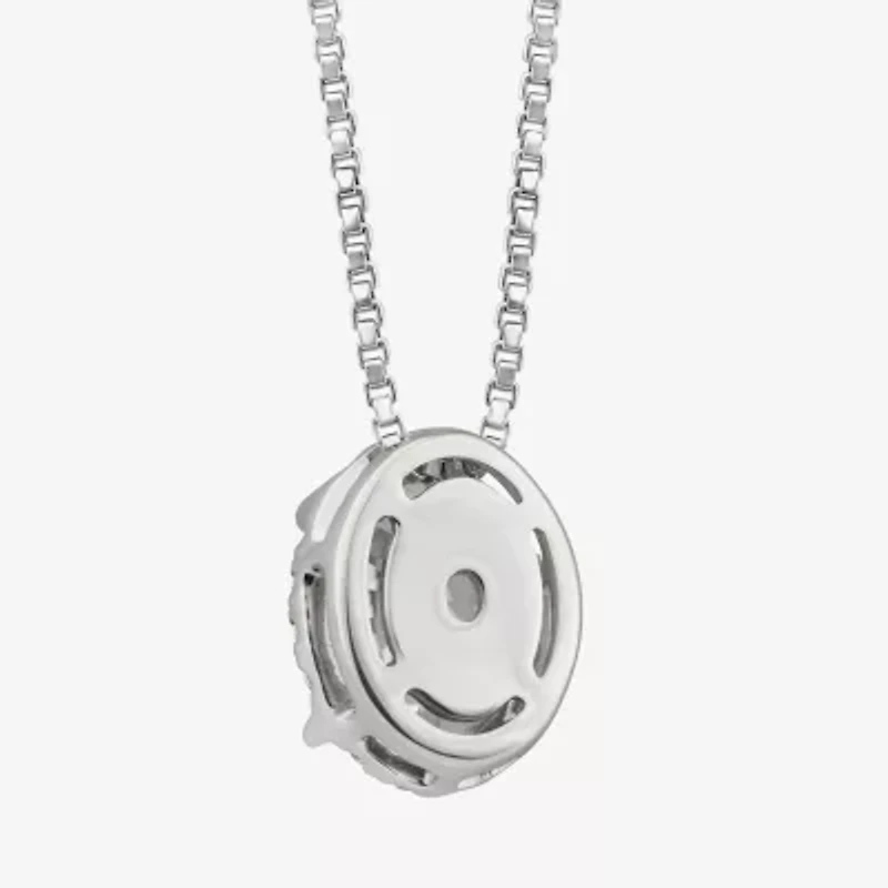(I / I1) Womens 1 CT. T.W. Lab Grown White Diamond 10K White Gold Oval 18 Inch Pendant Necklace