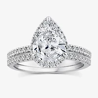 Signature By Modern Bride Womens 2 CT. T.W. Lab Grown White Diamond 10K or 14K Gold Pear Side Stone Bridal Set