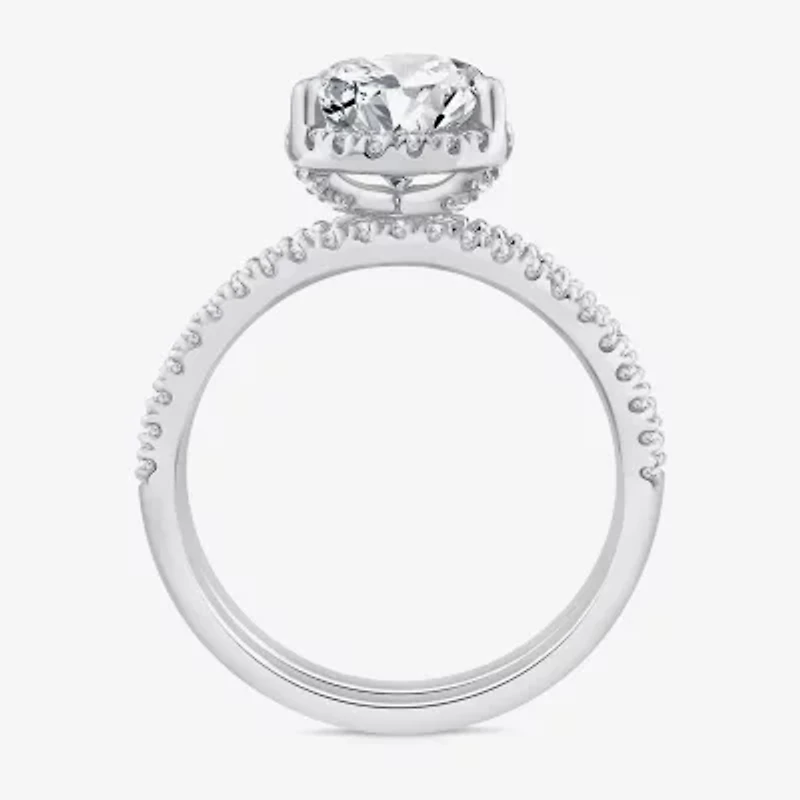 Signature By Modern Bride Womens 2 CT. T.W. Lab Grown White Diamond 10K or 14K Gold Pear Side Stone Bridal Set