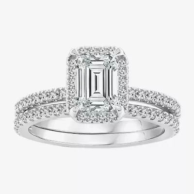 Signature By Modern Bride Womens 2 CT. T.W. Lab Grown White Diamond 10K or 14K Gold Side Stone Bridal Set