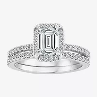 Signature By Modern Bride Womens 2 CT. T.W. Lab Grown White Diamond 10K or 14K Gold Side Stone Bridal Set