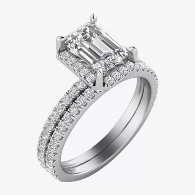 Signature By Modern Bride Womens 2 CT. T.W. Lab Grown White Diamond 10K or 14K Gold Side Stone Bridal Set