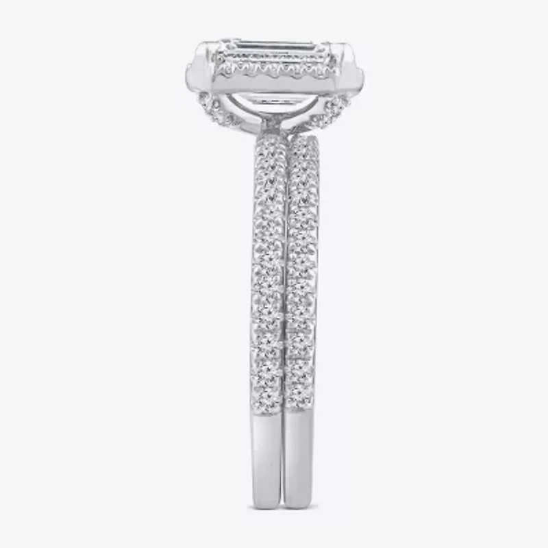 Signature By Modern Bride Womens 2 CT. T.W. Lab Grown White Diamond 10K or 14K Gold Side Stone Bridal Set