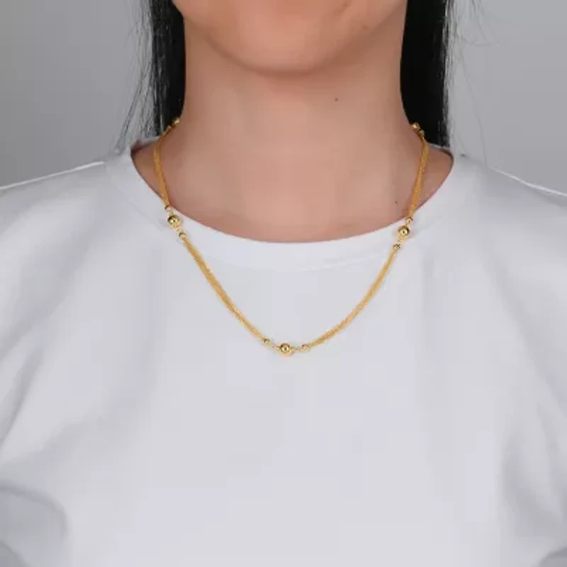 Womens 18K Gold Over Silver Round 18 Inch Pendant Necklace