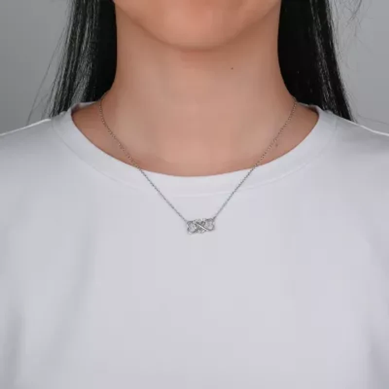 DiamonArt® Womens 1/3 CT. T.W. White Cubic Zirconia Sterling Silver Heart Pendant Necklace