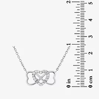 DiamonArt® Womens 1/3 CT. T.W. White Cubic Zirconia Sterling Silver Heart Pendant Necklace