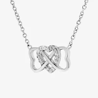 DiamonArt® Womens 1/3 CT. T.W. White Cubic Zirconia Sterling Silver Heart Pendant Necklace